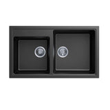 Aquaperla Carysil Granite Kitchen Sink Double Bowls Top/Flush/Under Mount 860x500x205mm - JAK Appliances