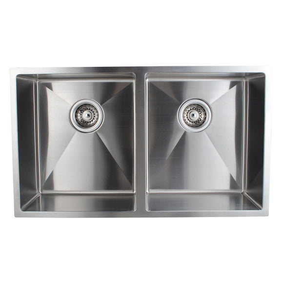 Aquaperla Handmade Double Bowls Top/Undermount Kitchen/Laundry Sink 770x450x215mm - JAK Appliances