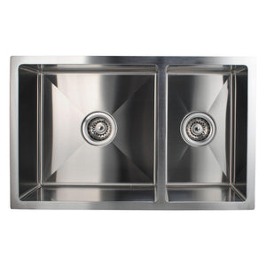 Aquaperla Round Handmade Corners Double Bowls Top / Undermount / Flush Mount Kitchen Sink 715x450x200mm - JAK Appliances