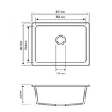 Aquaperla Carysil Granite Kitchen Sink Top/Flush/Under Mount 610x457x205mm - JAK Appliances