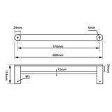 Aquaperla Rushy Series Double Towel Rail 600mm - JAK Appliances