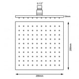 Aquaperla Square LED Rainfall Shower Head 200mm - JAK Appliances