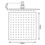 Aquaperla Square ABS Rainfall Shower Head 200mm - JAK Appliances