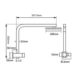 Aquaperla Square Shower Station Top Water Inlet (Style 2)