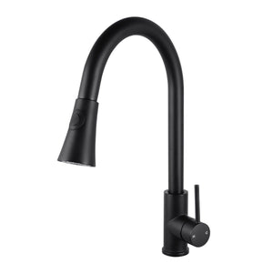 Aquaperla Round Pull Out Shower Kitchen Sink Mixer Tap - Black - JAK Appliances