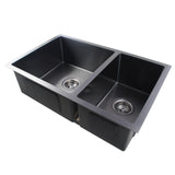 Aquaperla Round Handmade Corners Double Bowls Top / Undermount / Flush Mount Kitchen Sink 715x450x200mm - JAK Appliances