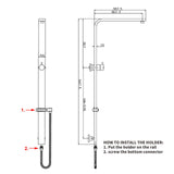 Aquaperla Square Wide Shower Rail with Diverter Top Water Inlet
