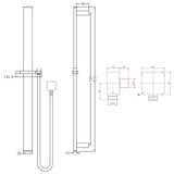 Aquaperla Square Sliding Shower Rail with Wall Connector & Water Hose Only - JAK Appliances