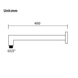 Aquaperla Square Wall Mounted Shower Arm 400mm - JAK Appliances