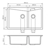 Aquaperla Carysil Granite Kitchen Sink Double Bowls Top/Flush Mount 800x500x220mm - JAK Appliances