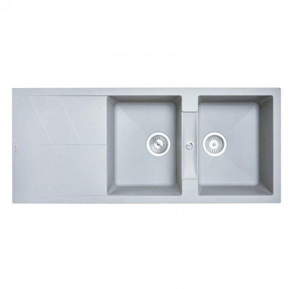 Aquaperla Carysil Granite Kitchen Sink Double Bowls With Drainer Top/Flush/Under Mount 1160x500x210mm - JAK Appliances